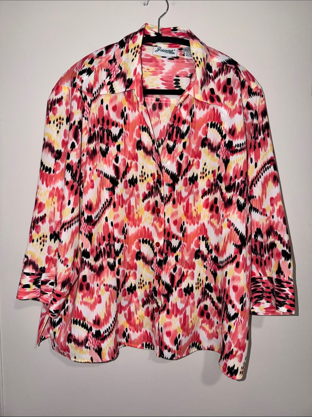 Joanna Pink Multicolor Abstract Print Button-Down Top